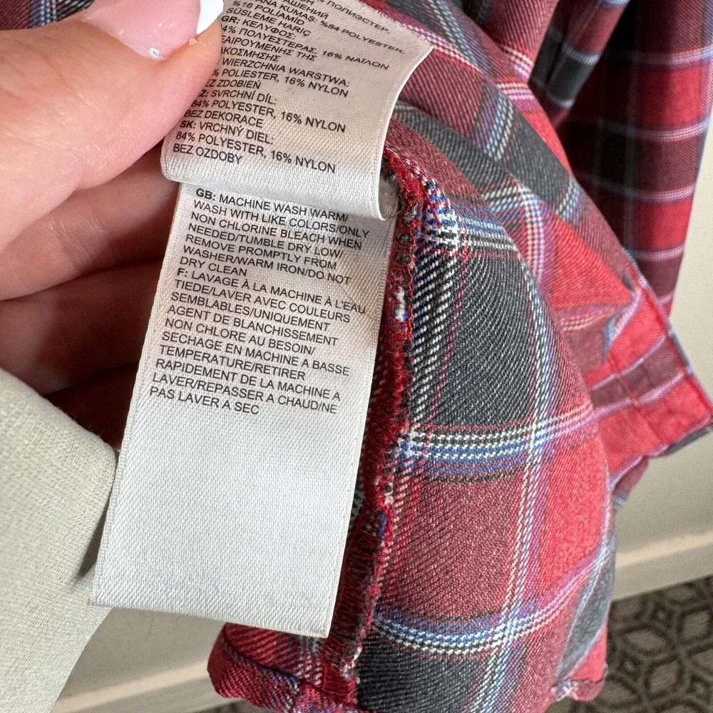 The‎ North Face Men's Plaid Button Up Shirt Long Sleeve Red/Black Size XXL